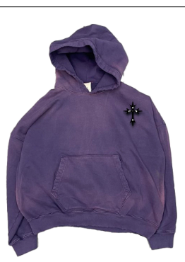 Purple hoodie with a star design on the back, shown from front and back views.